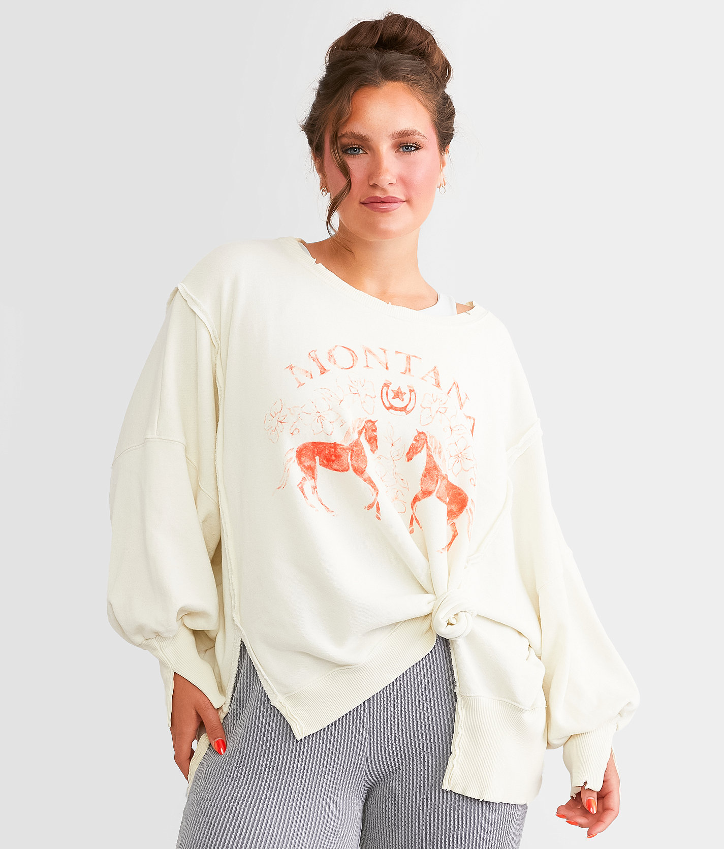 Free People Camden Oversized Pullover - Women's Sweatshirts in Coconut Combo