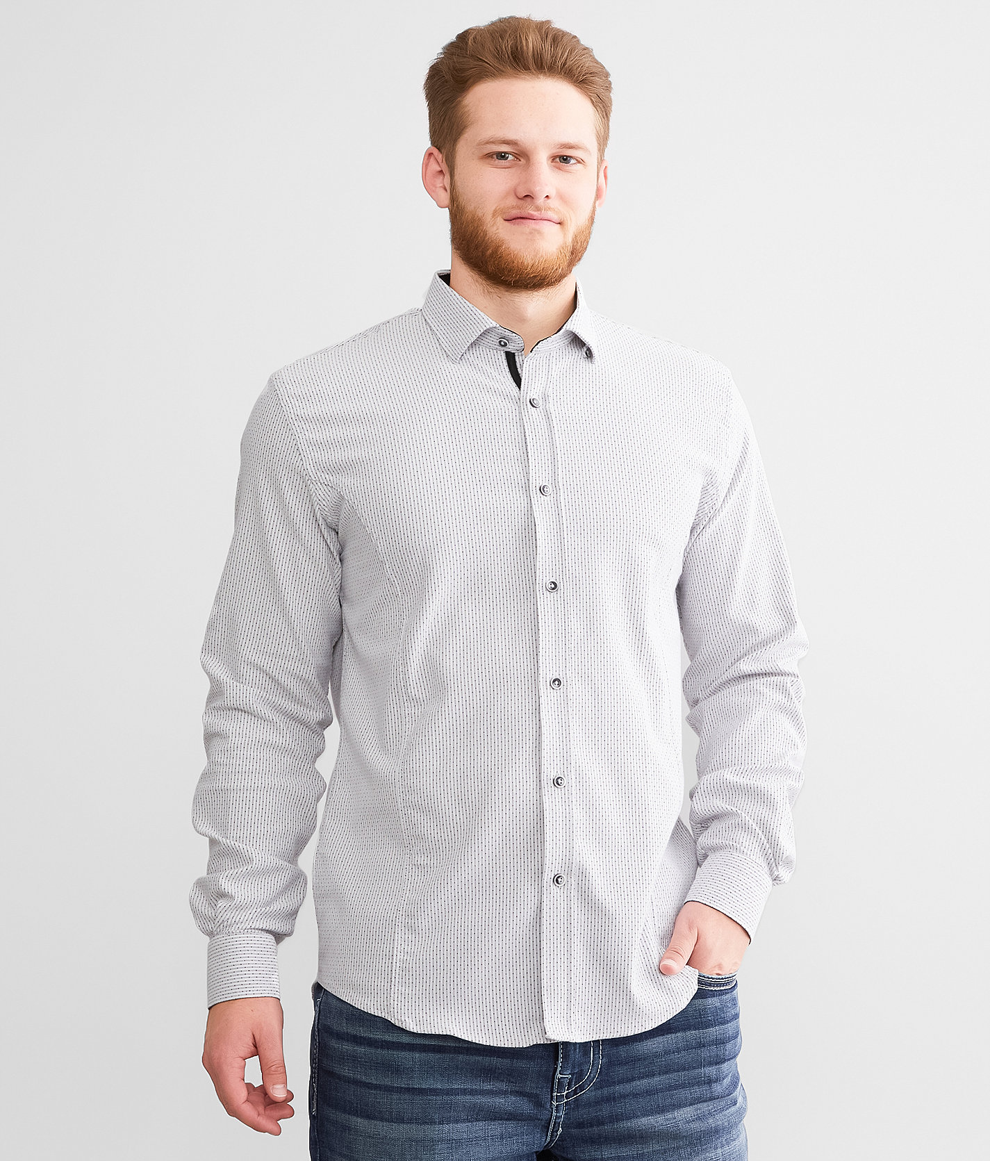 Eight X Striped Stretch Shirt - Men's Shirts in White