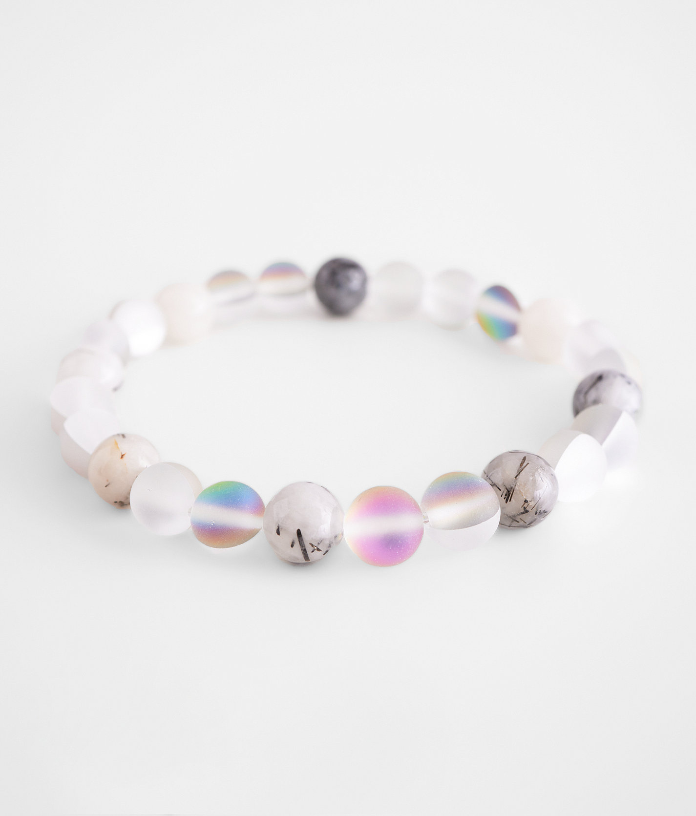 BKE Rainbow Marble Bracelet - Men's Jewelry in Light Grey