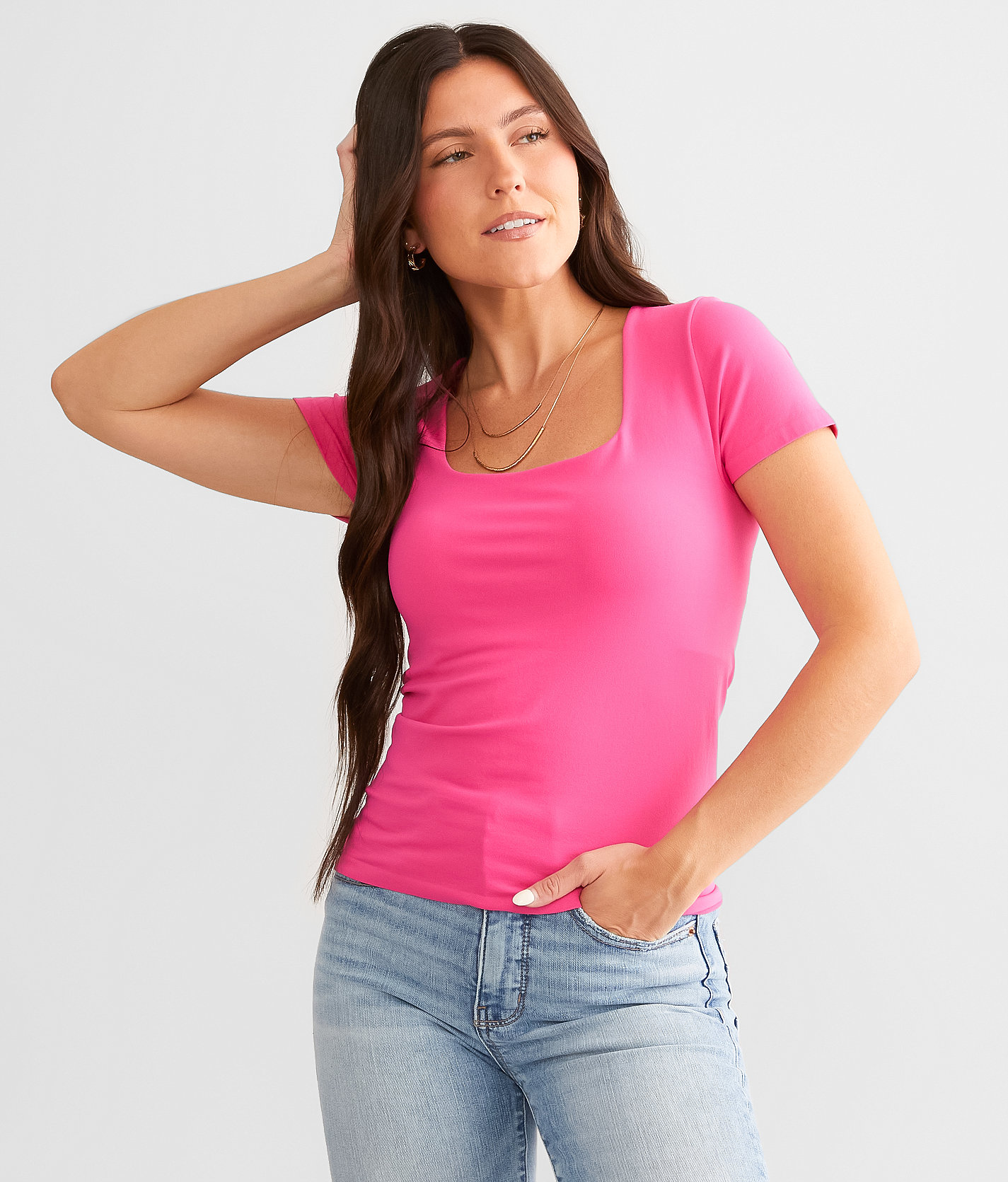BKE core Contour Top - Women's Shirts & Blouses in Fuschia PInk