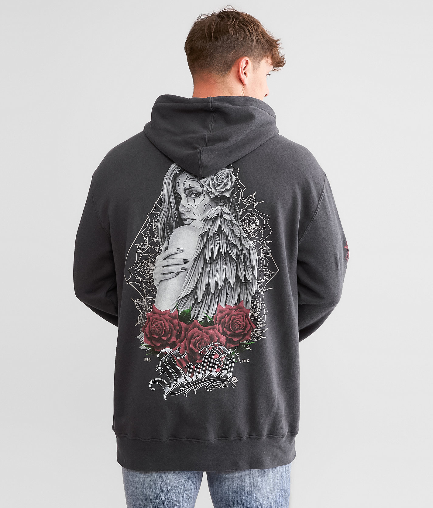 Sullen Rose Angel Hooded Sweatshirt - Men's Sweatshirts in Vintage Black