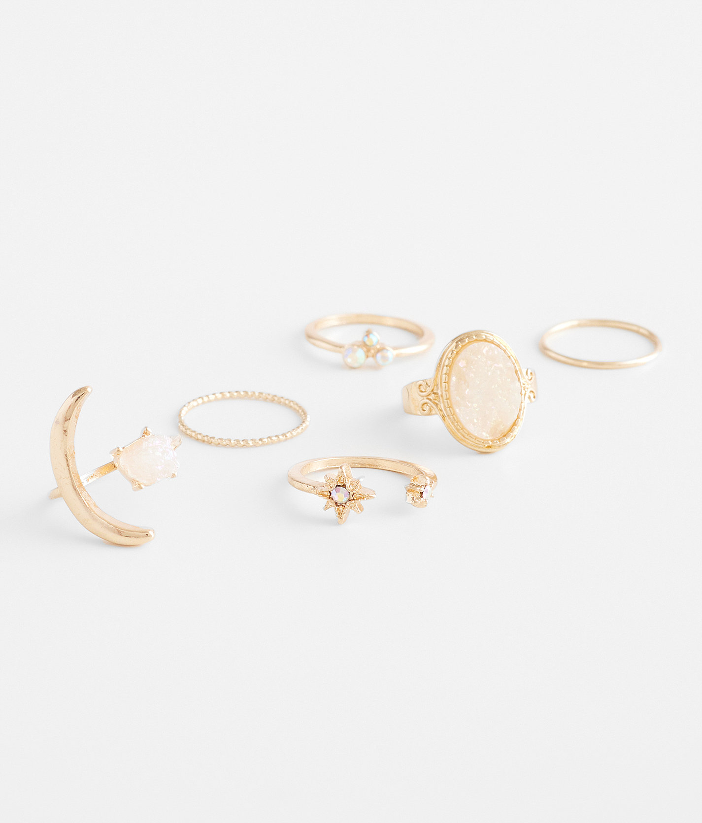 boutique by BKE 6 Pack Druzy Ring Set - Women's Jewelry in Gold