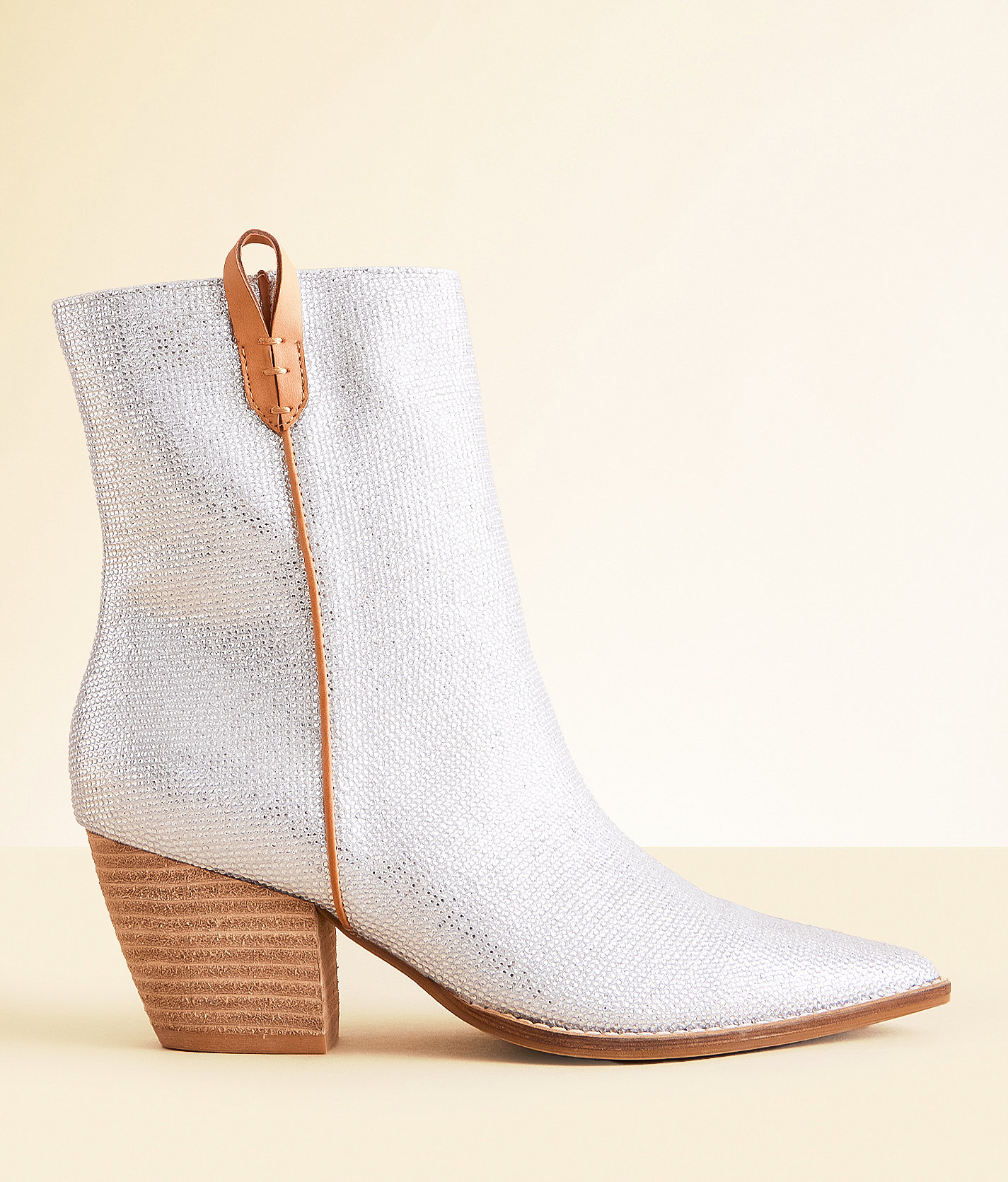 Beast Fashion Arisa Glitz Western Ankle Boot - Women's Shoes in Silver