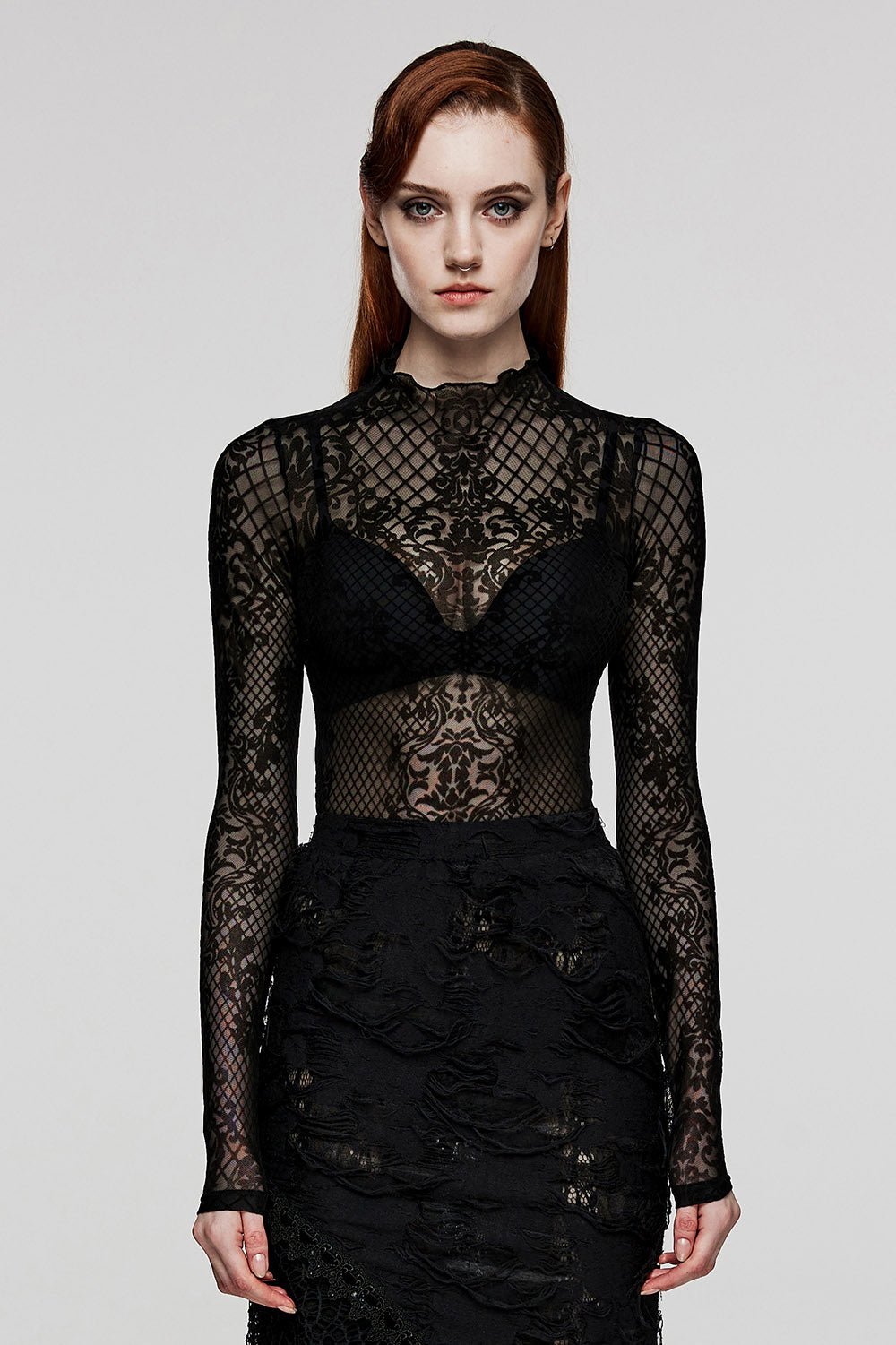 Tattooed Lady Victorian Mesh Top