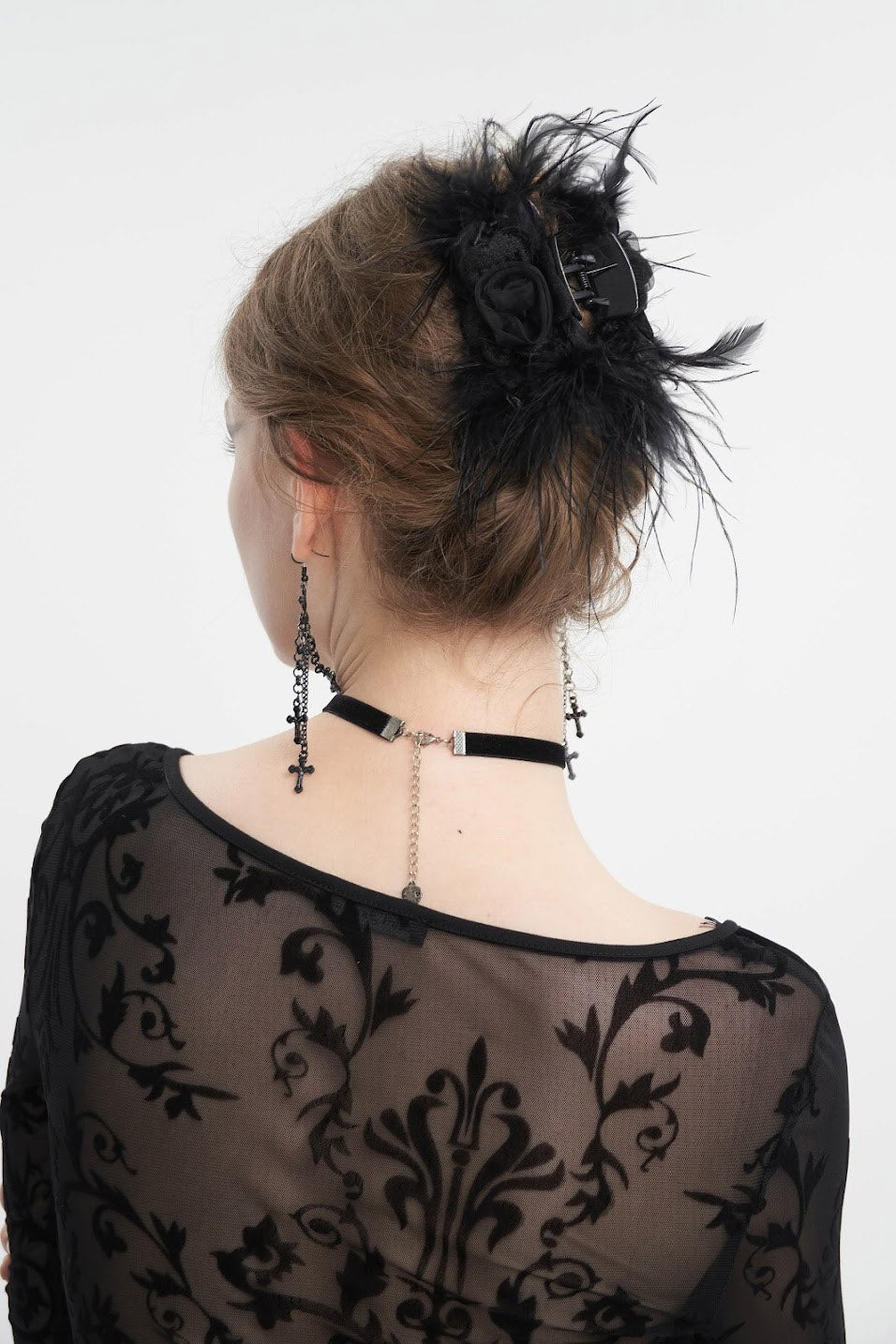 Floral Feathered Hair Claw