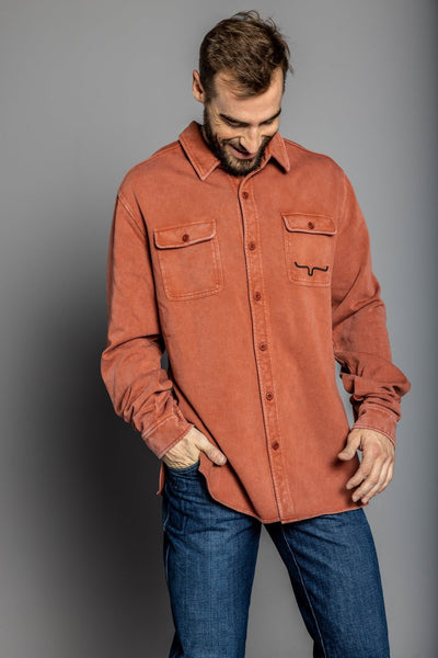 Kimes Ranch Mens Ft Work Shirt Dark Red 100% Cotton Jacket