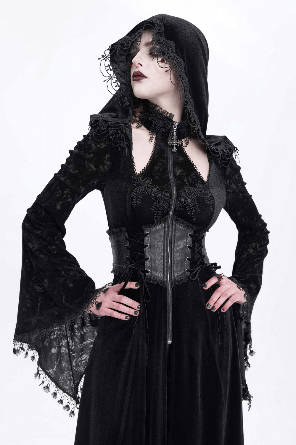 Velvet Villain Corset Cloak Dress