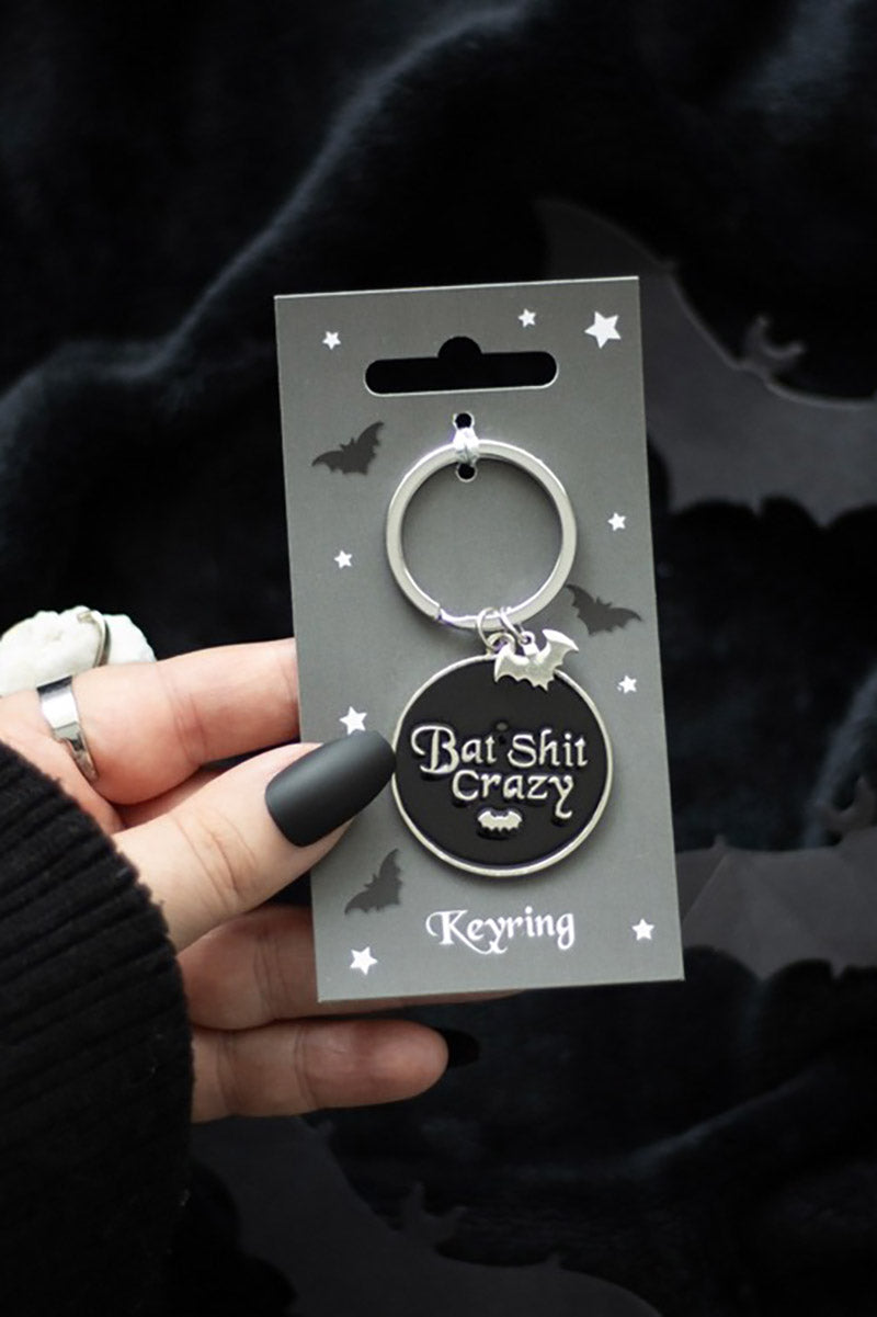 Round Bat Shit Crazy Keyring