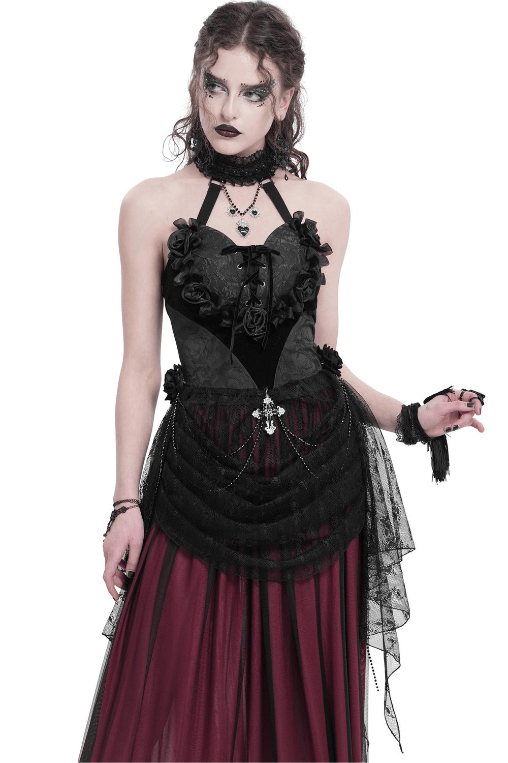 Gothic Fairytale Halter Top with Mesh Skirt