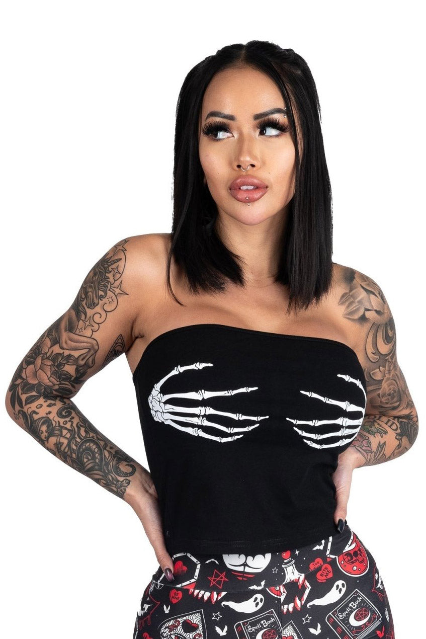 Skeleton Hands Corset Back Tee