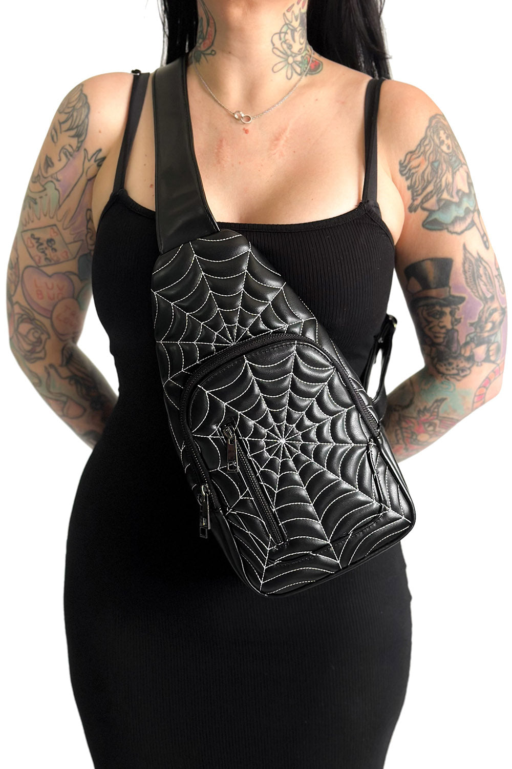 Spiderweb Sling Bag [Black/White]