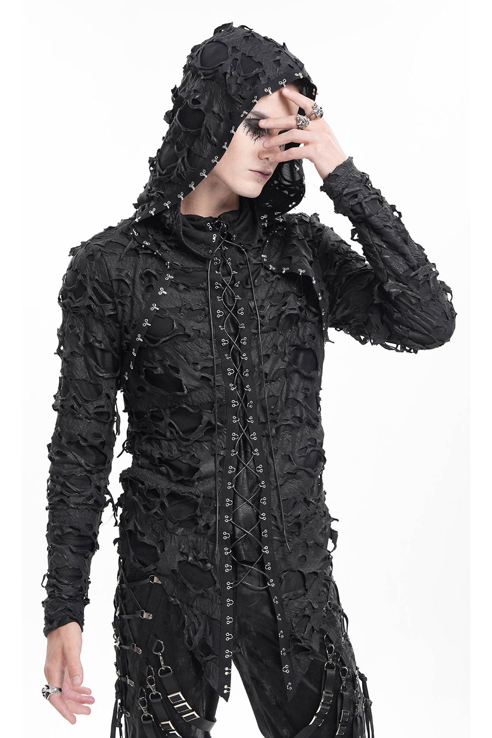 War Boy Shredded Hooded Top