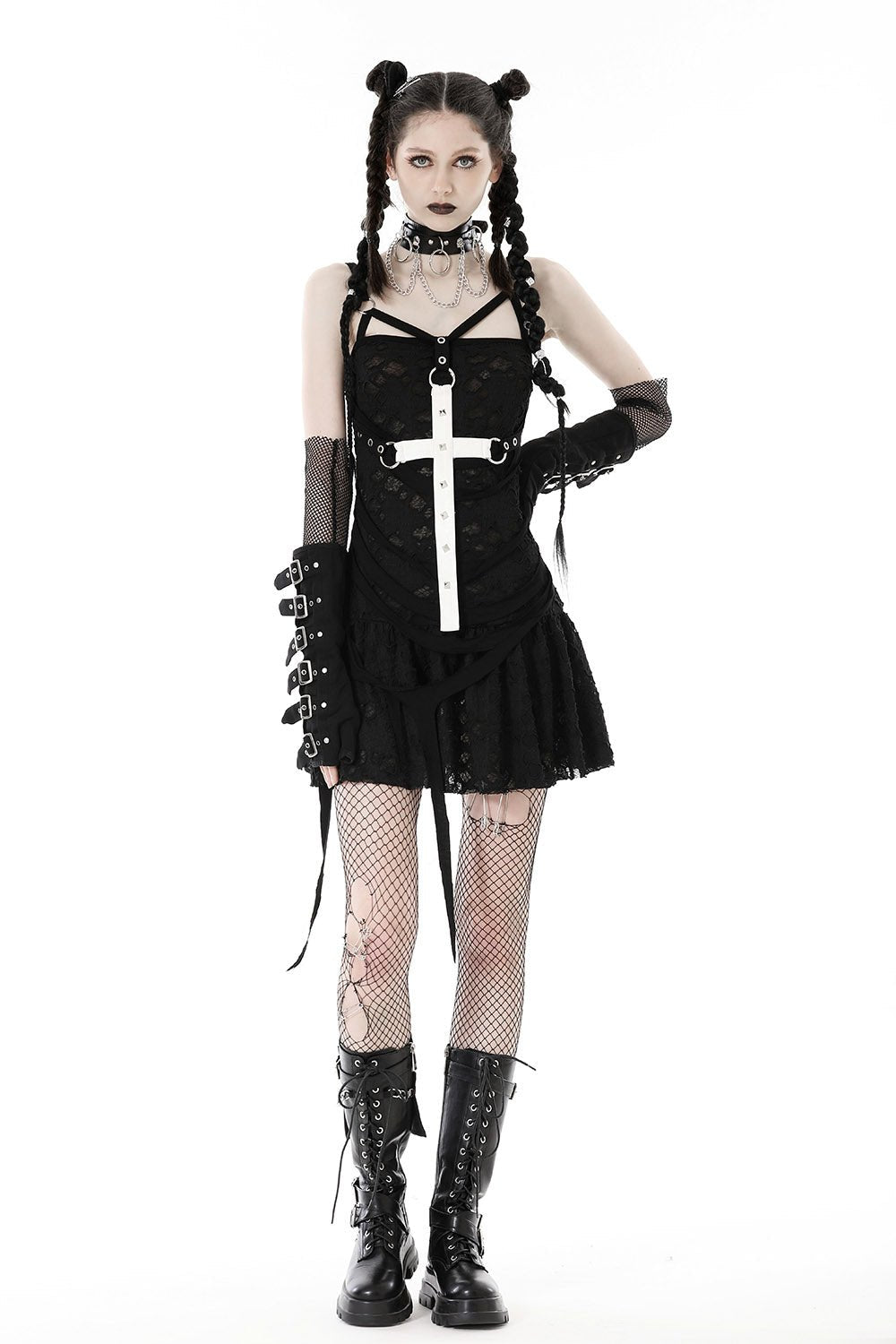 Gothic Cross Distressed Dress