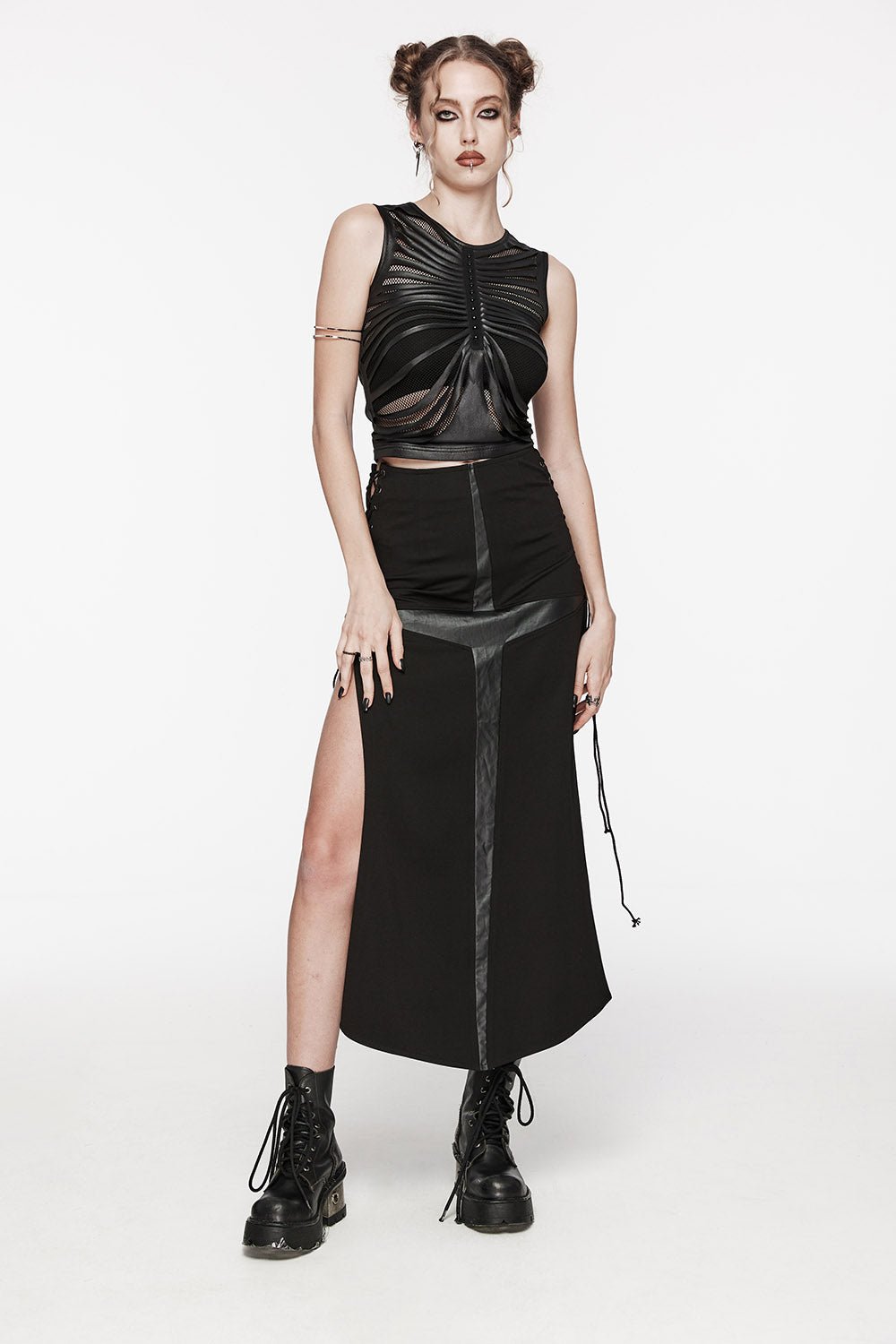 Gothic Cross High-Waisted Maxi Skirt