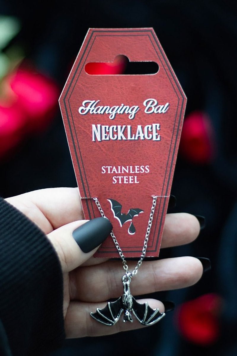 Gothic Hanging Bat Pendant Necklace