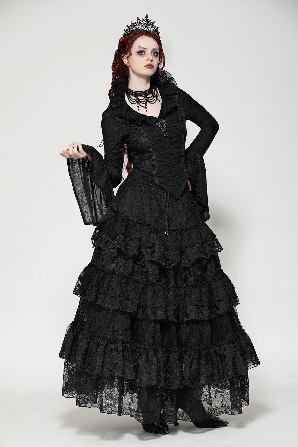 Calypso Gothic Tiered Lace Skirt