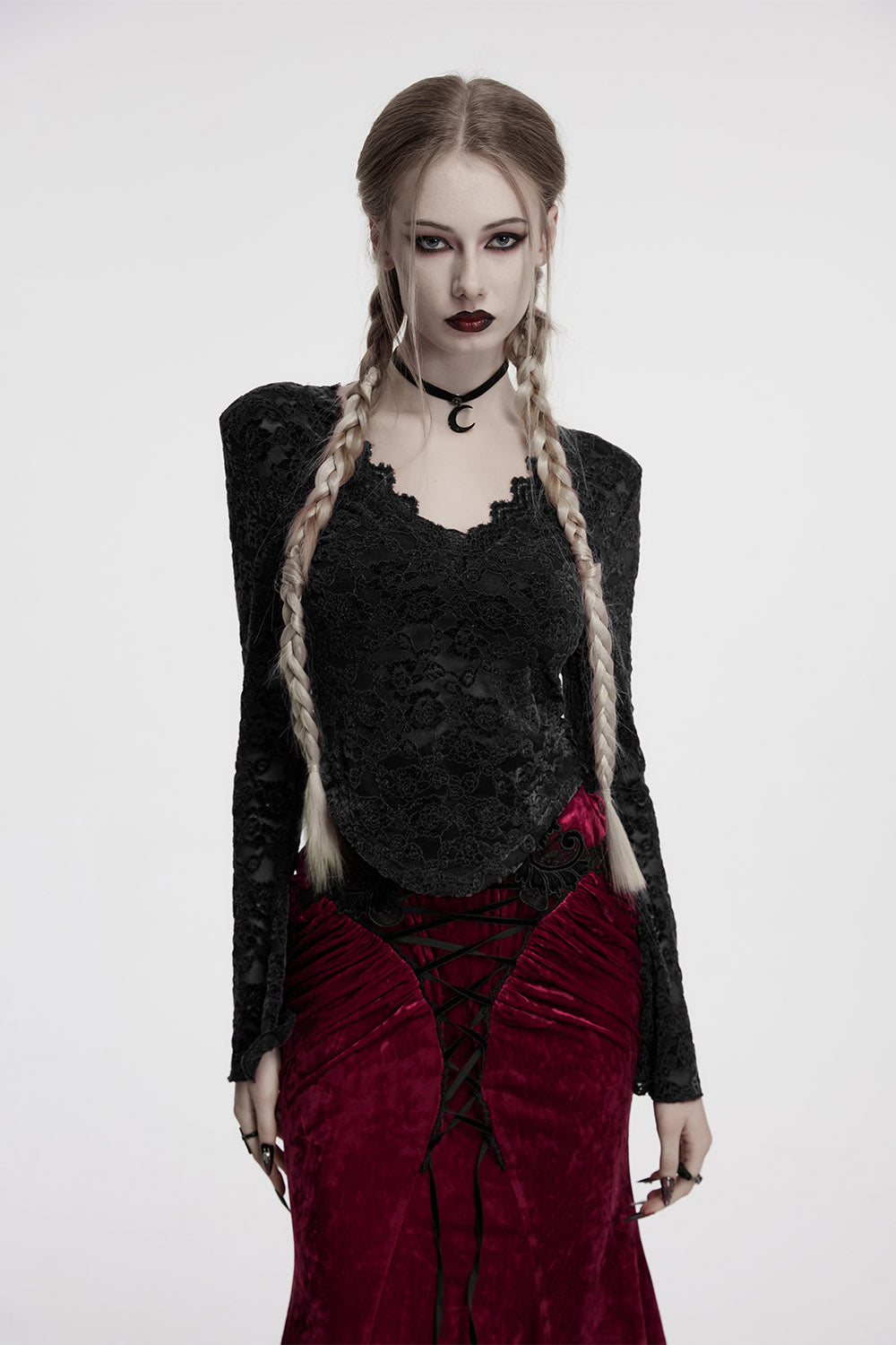 Moonlace Long Sleeve Top [Black]