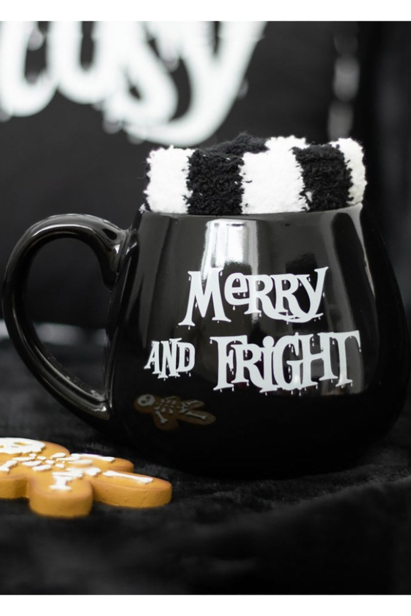 Merry And Fright Gothic Christmas Mug and Socks Set