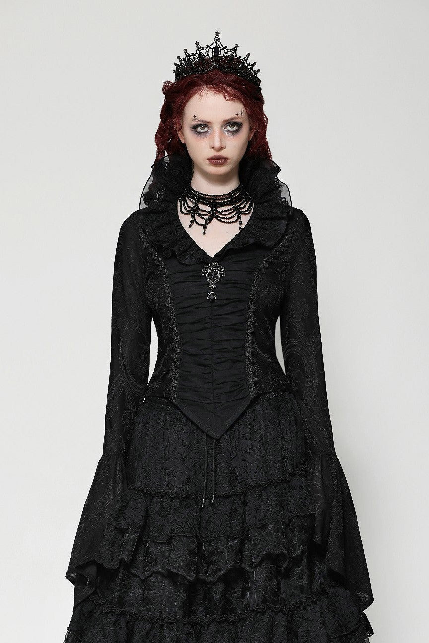 Dark Palace Ruffle Long Sleeve Top