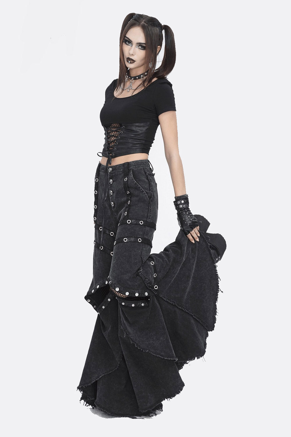 Ragged Boho Goth Wide Leg Flares