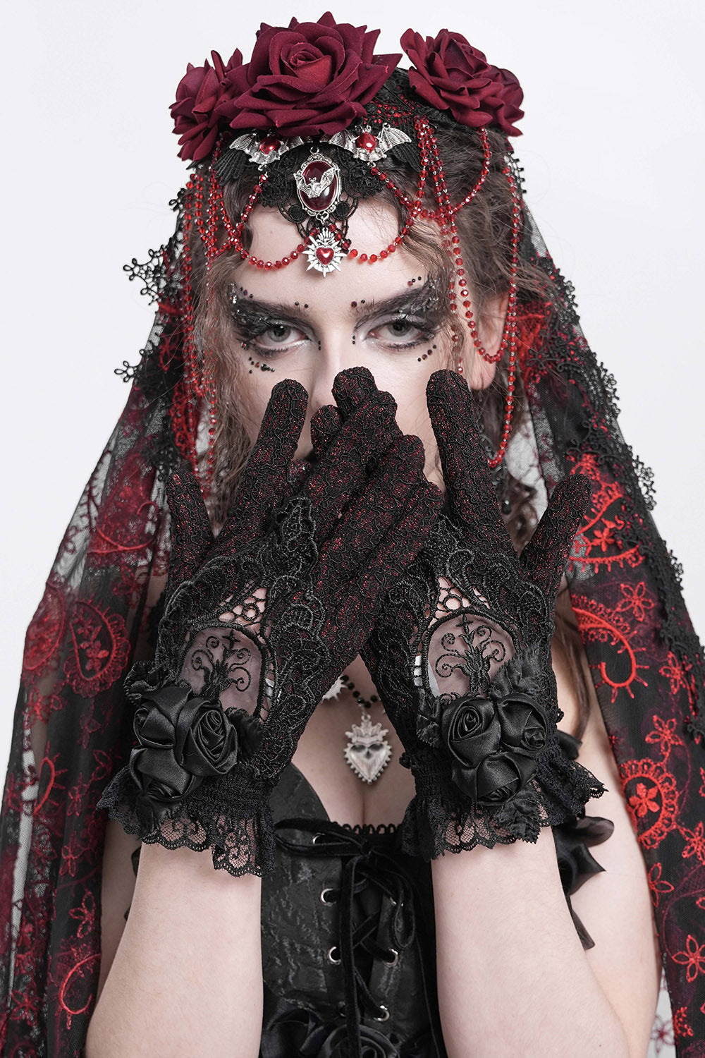 Blood Lace Gothic Gloves
