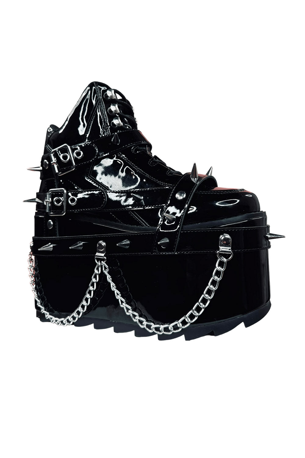 QOZMO BNDG Spike Punk Platforms [Black/Patent Silver]