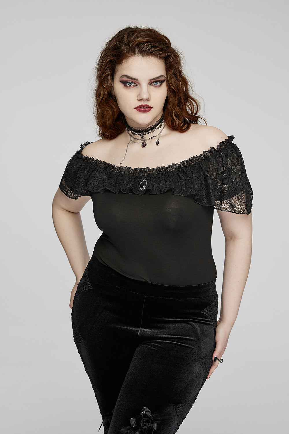 Romantic Goth Ruffle Top [Plus Size]