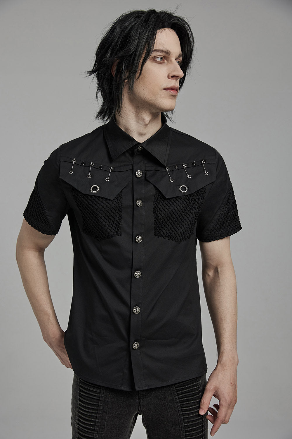 Undead Safety Pin Button Up Shirt