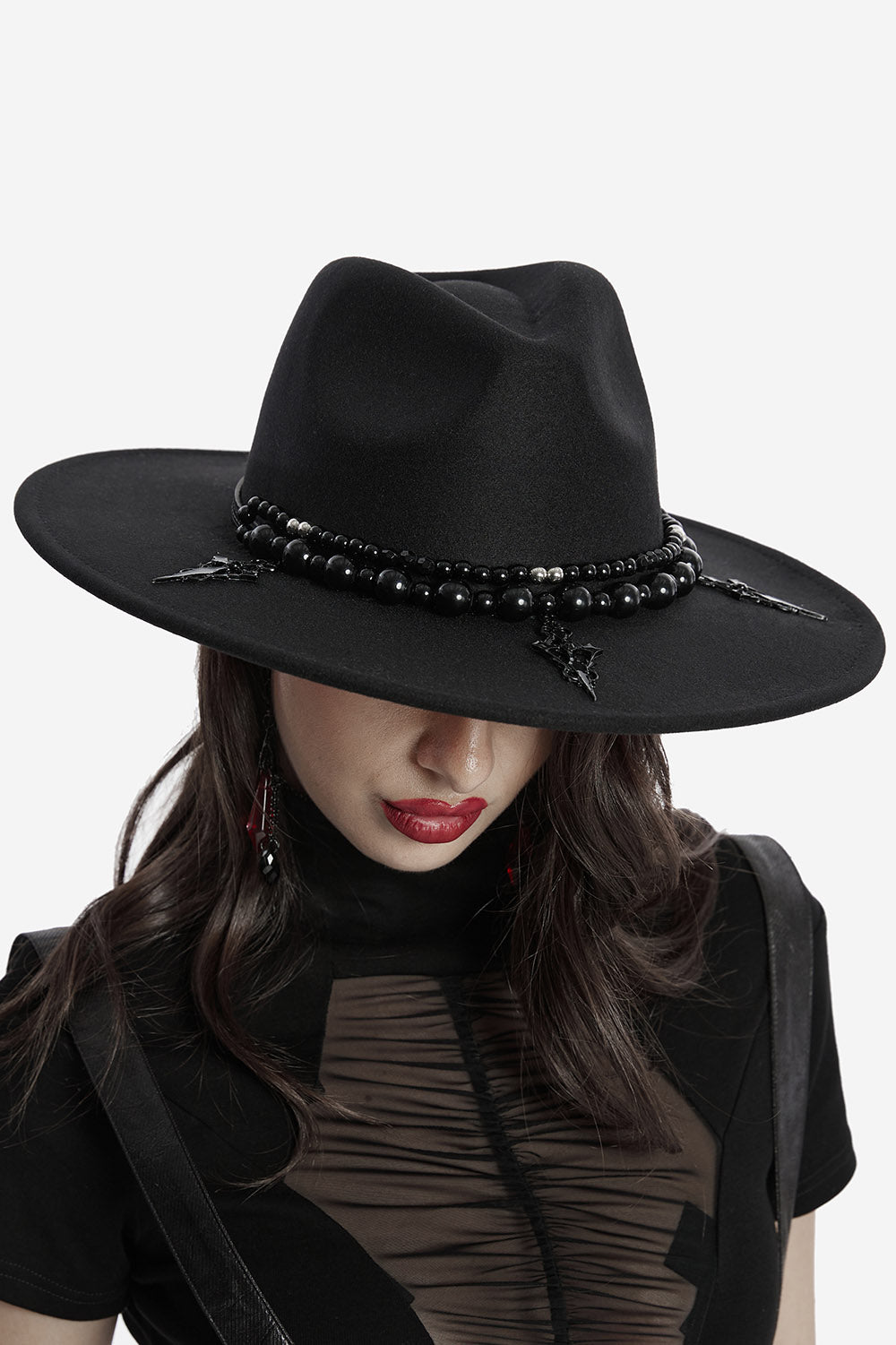 Punk Ranger Wide Brimmed Hat [Black]