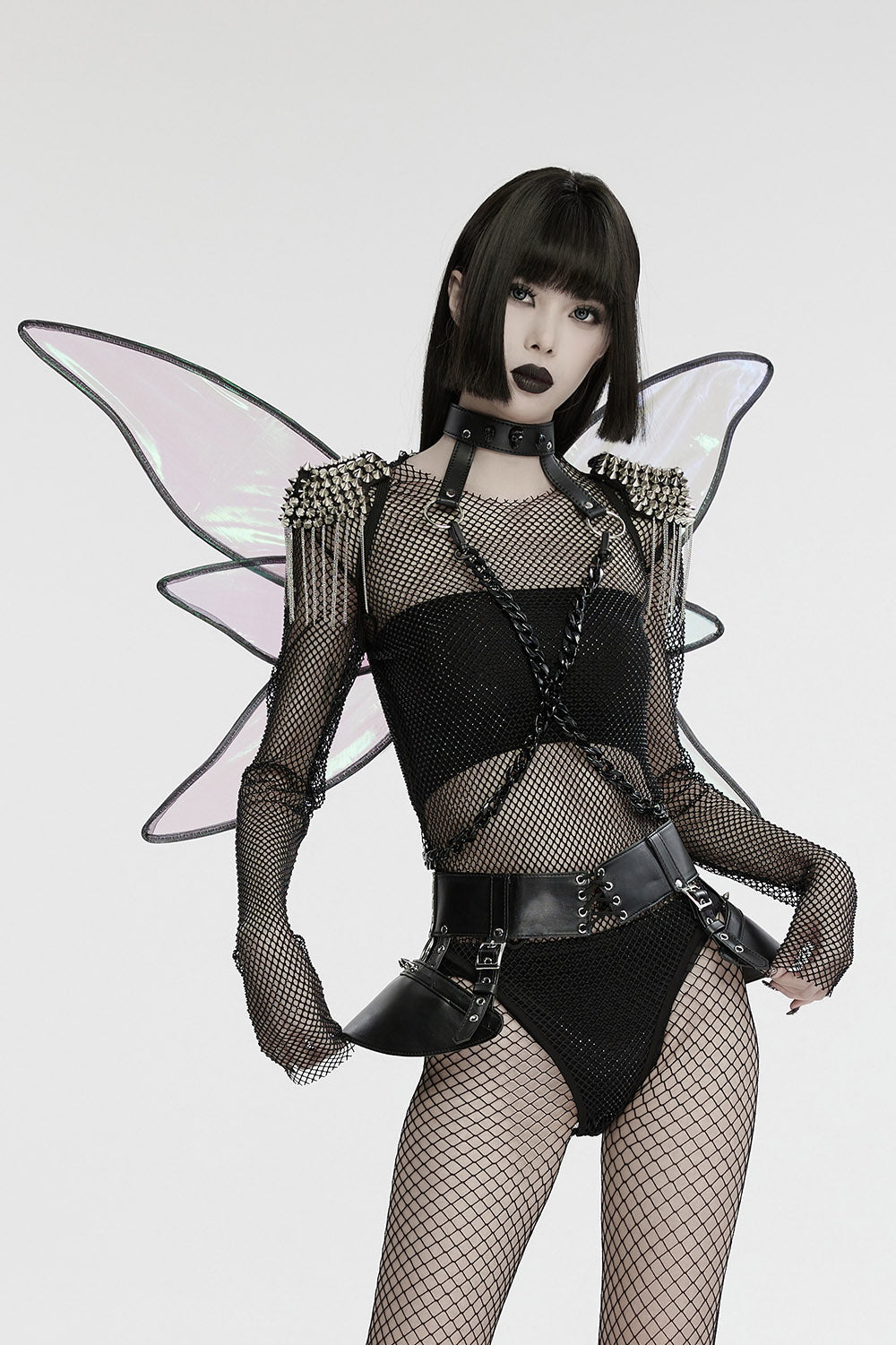 Cyberpunk Chain & Choker Fairy Wings Harness