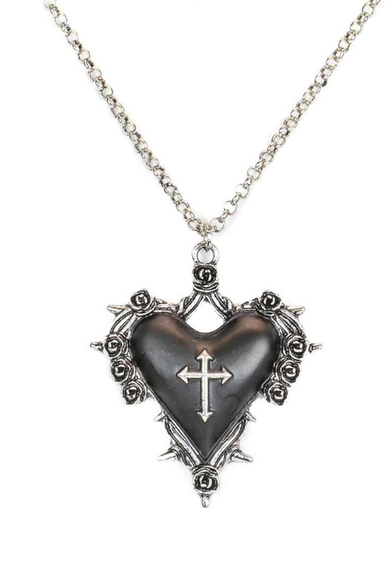 Spiked Black Heart Necklace