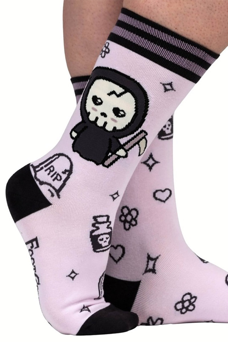 Pastel Goth Grim Reaper Crew Socks