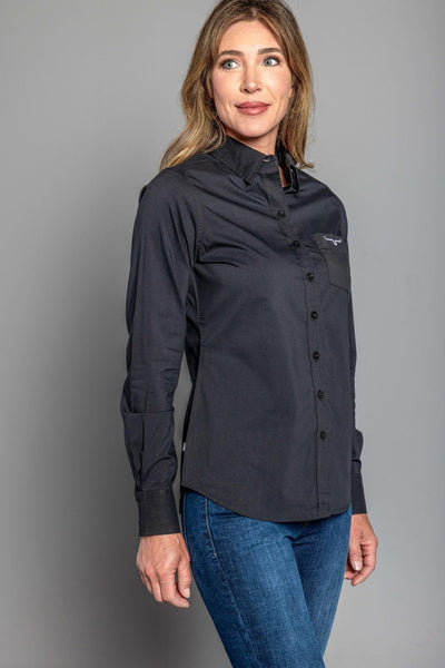 Kimes Ranch Womens Team Shirt Long Black Cotton Blend L/S Shirt