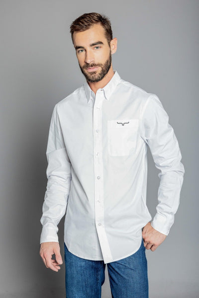 Kimes Ranch Mens Team Shirt White Cotton Blend L/S Shirt