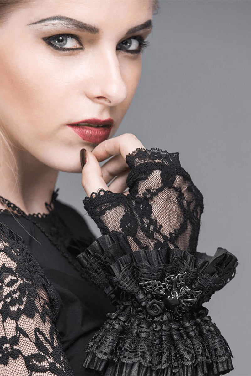 Haunted Corridor Frilly Lace Gloves