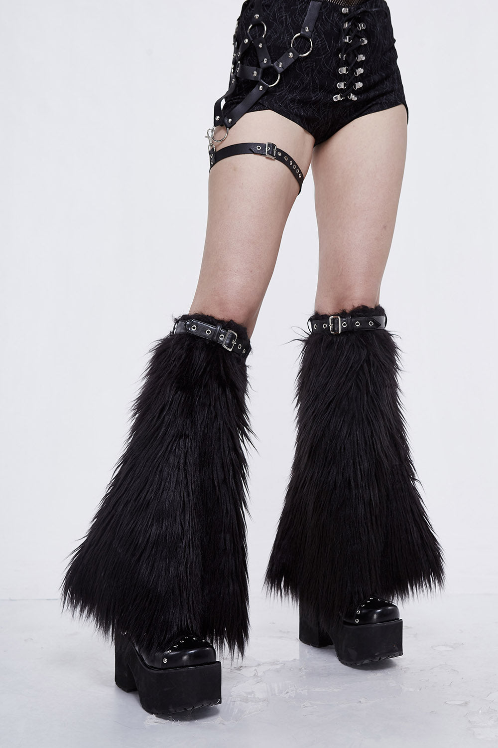 Goth Rave Faux Fur Leg Warmers