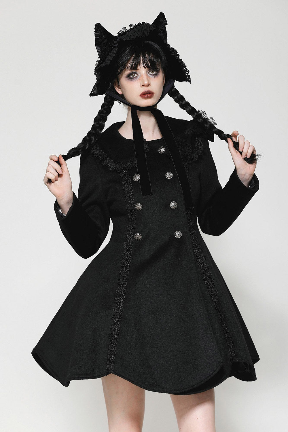 Gothic Lolita Black Cat Ear Bonnet