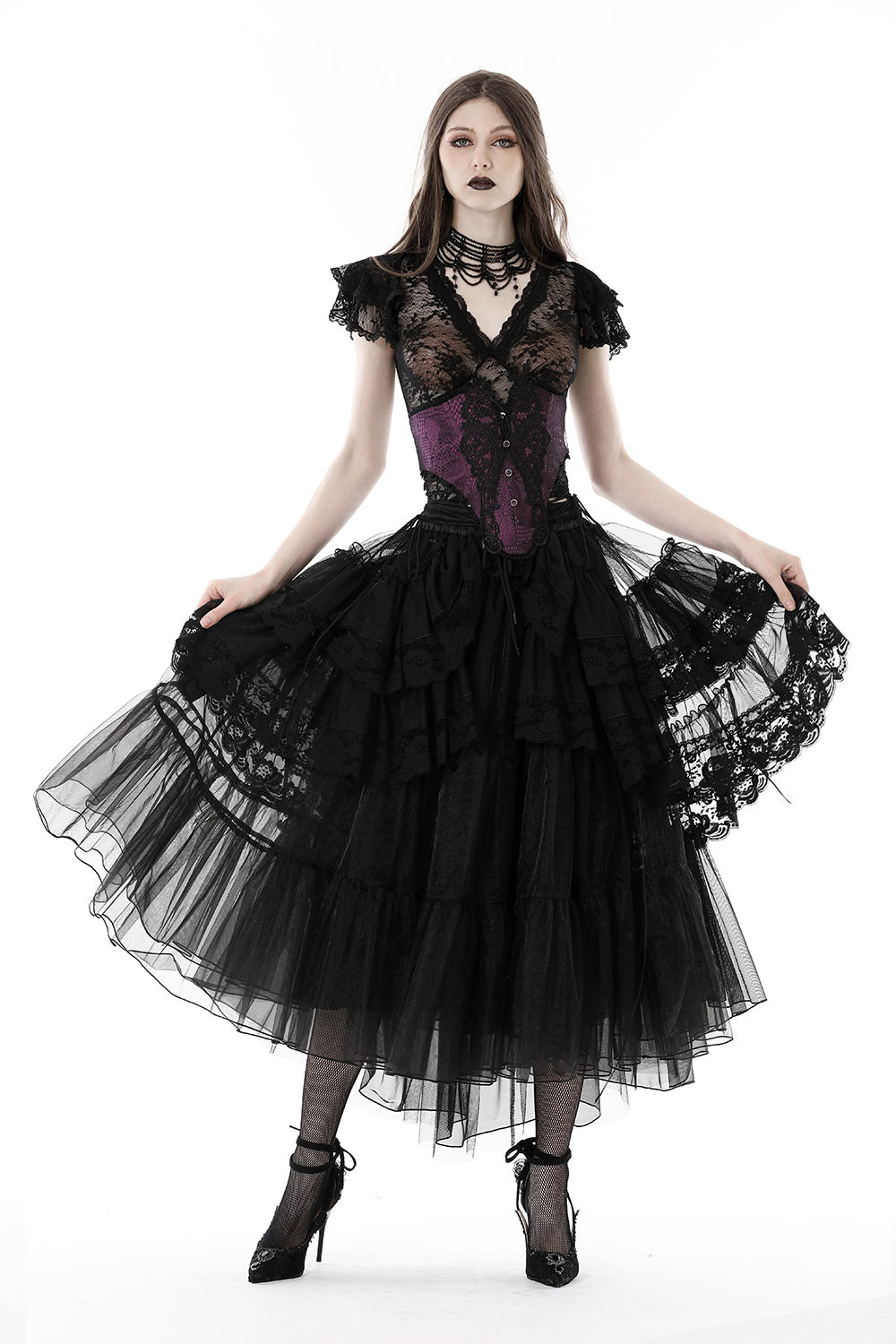 Ruffled Bustle Tulle Skirt