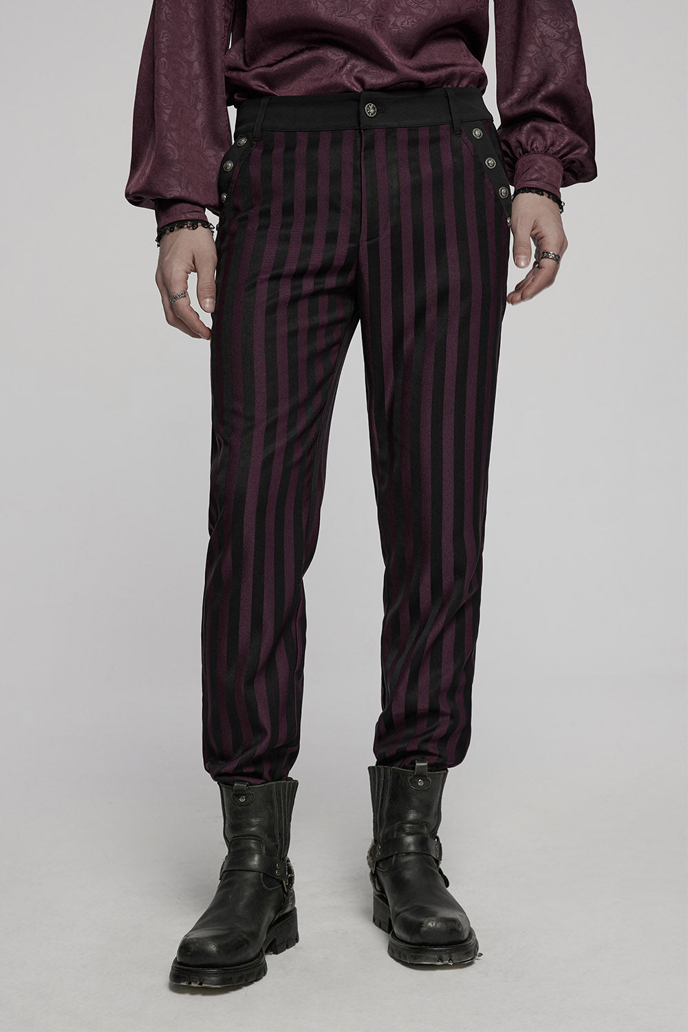 Crimson Manor Striped Pants [Black/Red]