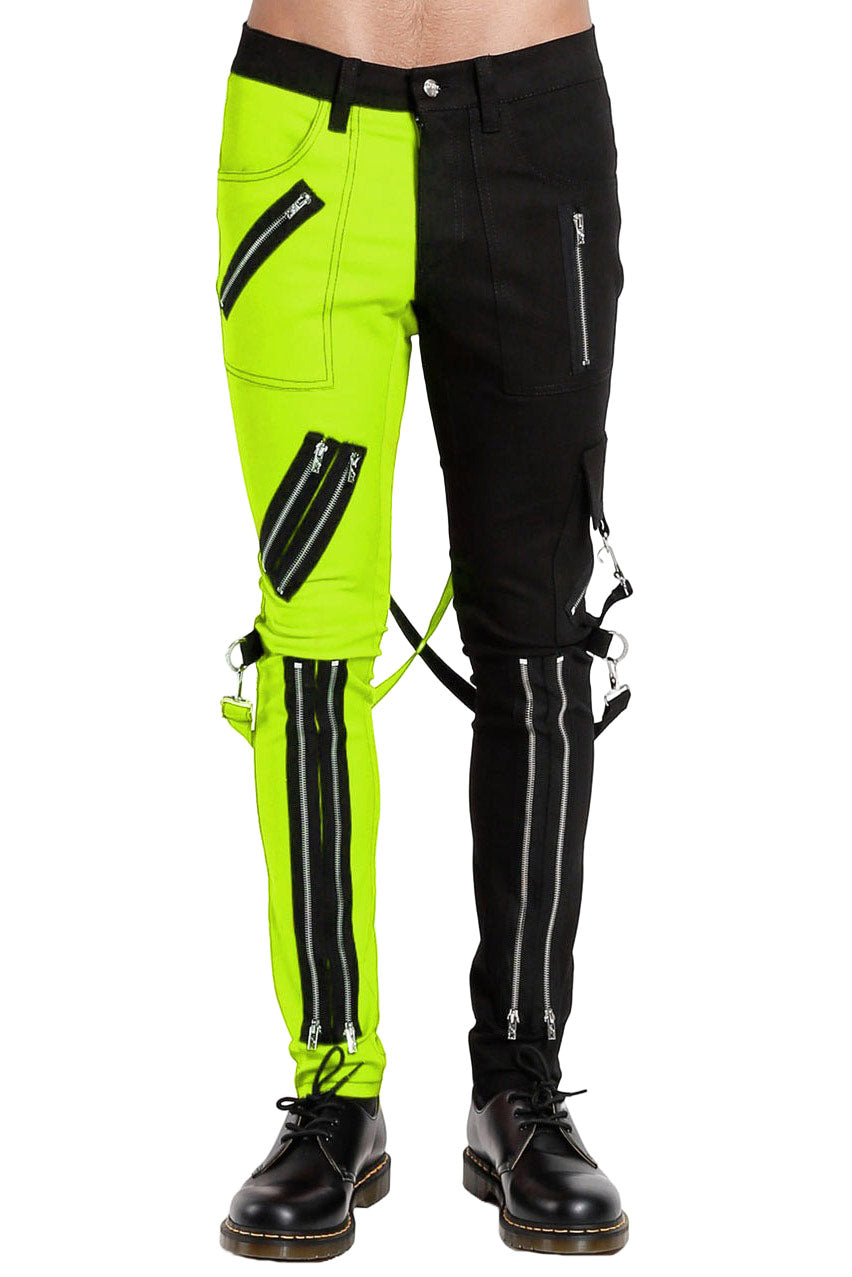 Tripp NYC Split Leg Bondage Pants [BLACK/LIME]