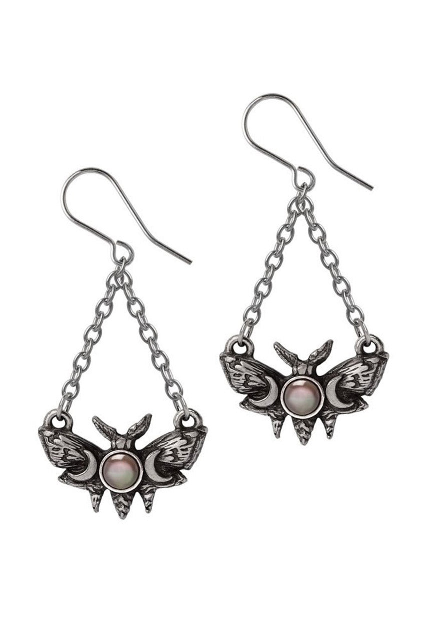 Lunar Moth Dropper Earrings