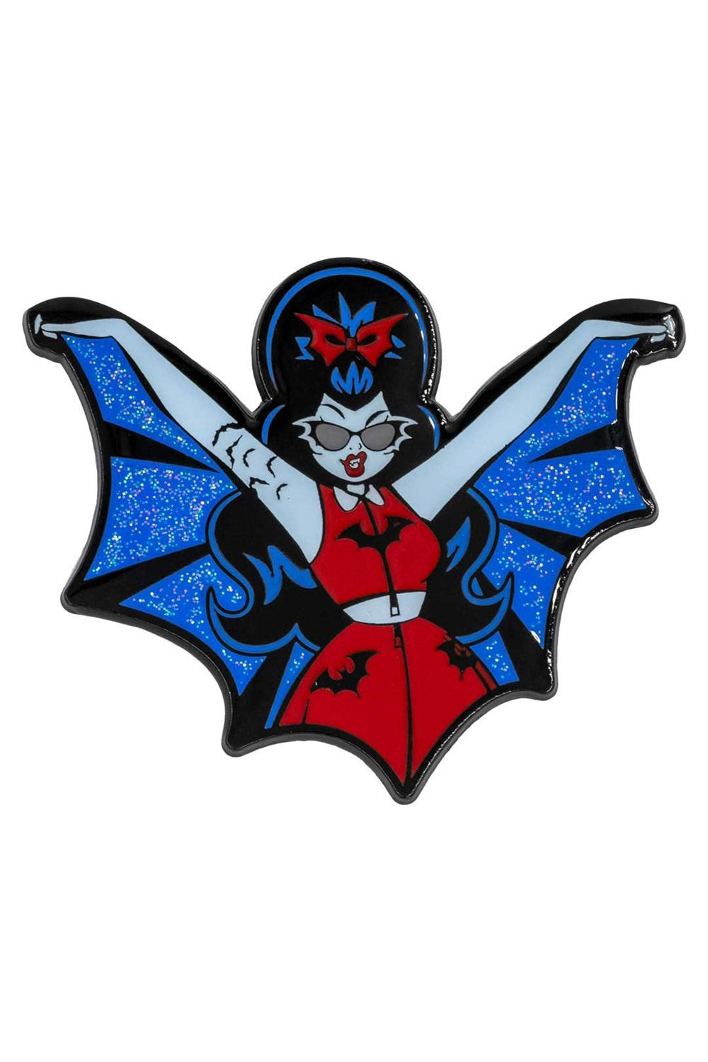 Vampire Girl Batwing Glitter Enamel Pin