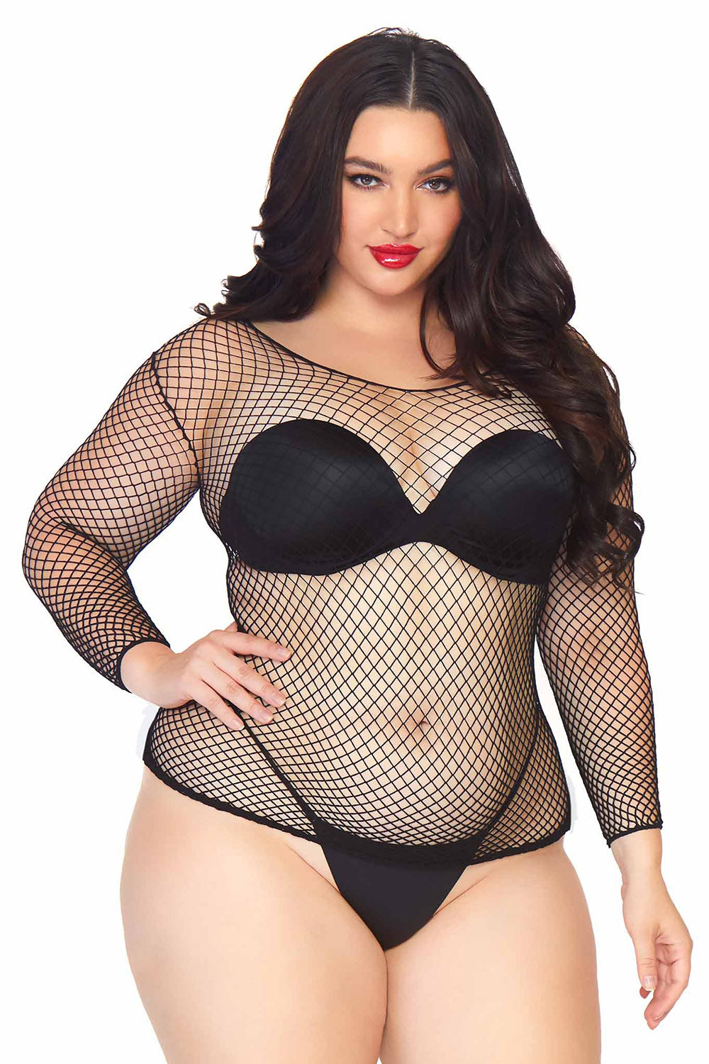 Skella Fishnet Shirt [PLUS SIZE] [BLACK]