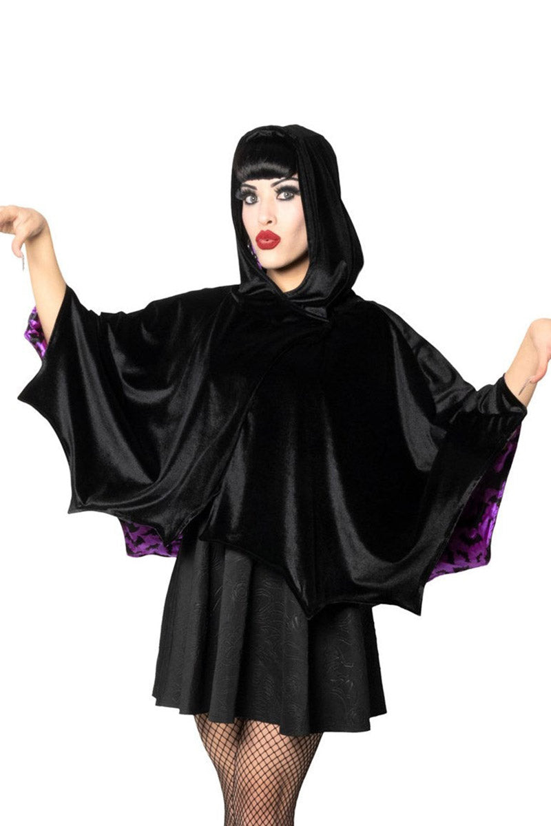 Bat Wing Velvet Purple Short Cape