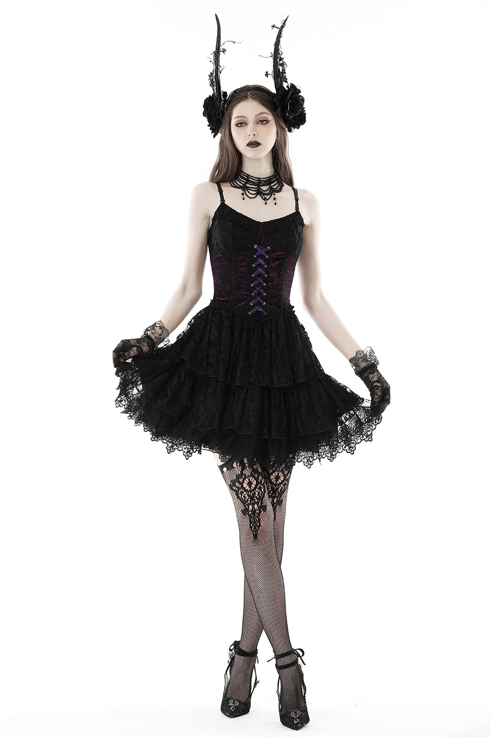 Layered Lace Gothic Corset Dress