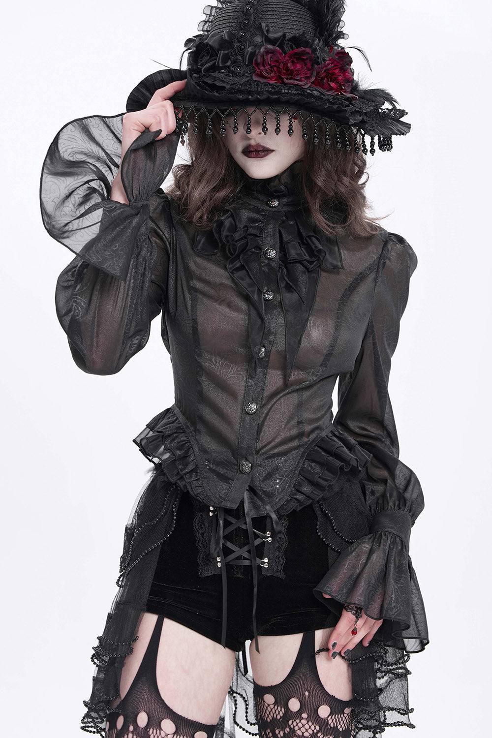 Catacomb Ruffled Mesh Button Shirt