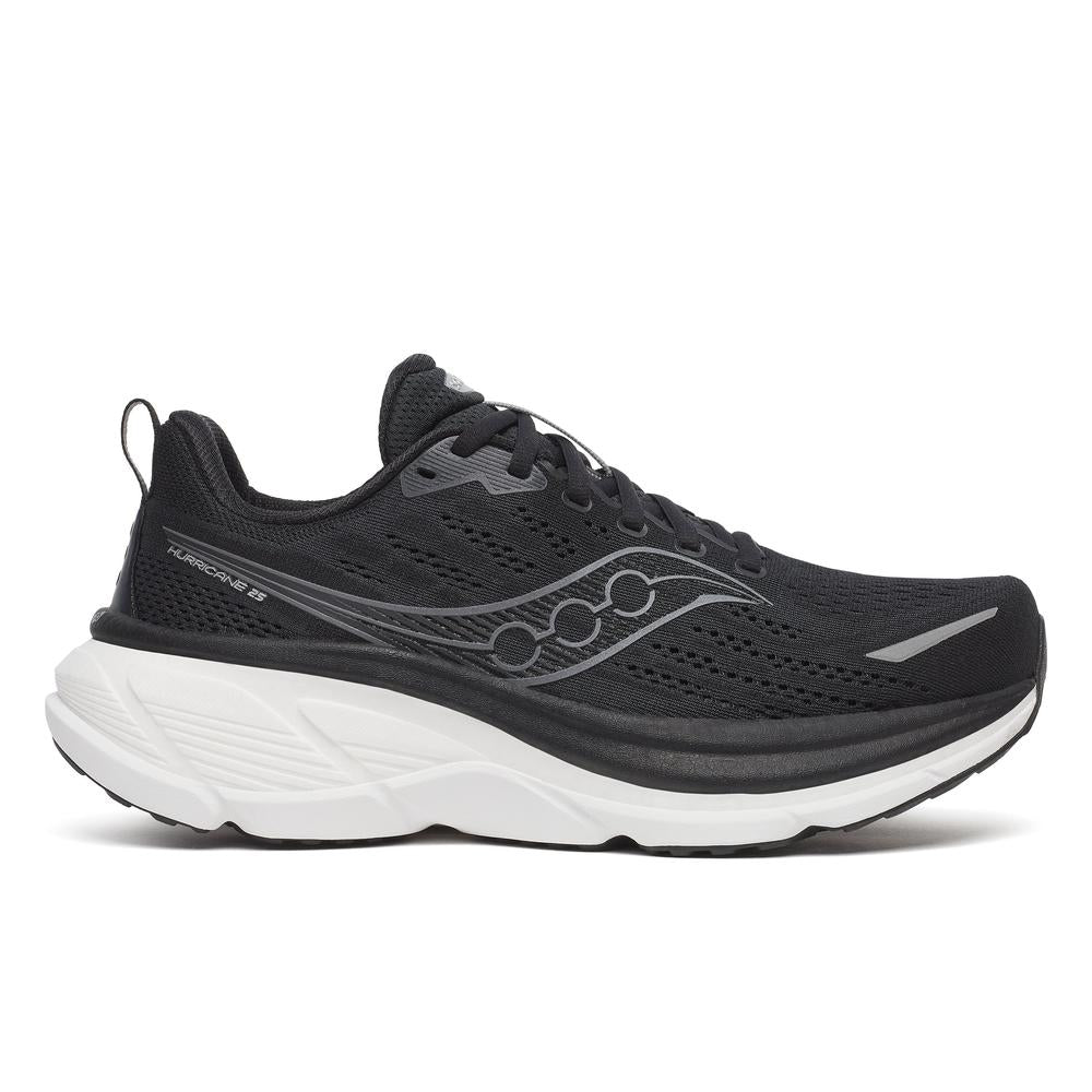Saucony Hurricane 25 |Black/White | Men's Cushioned Stability Running and Walking Shoe