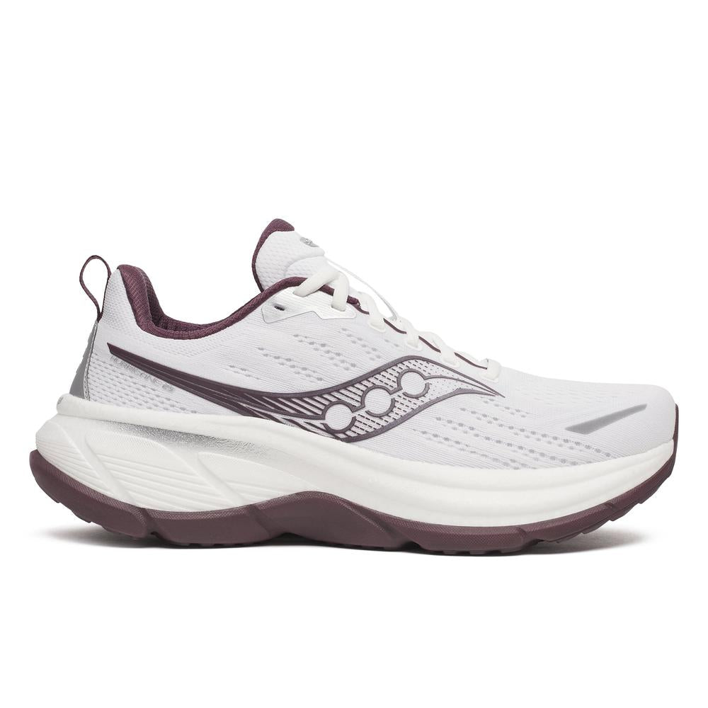 Saucony Hurricane 25 | White/Wine | Men's Cushioned Stability Running and Walking Shoe