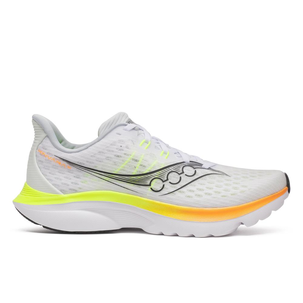 Saucony Kinvara 16 | White/Citron | Men's Lightweight, Responsive Running and Walking Shoe