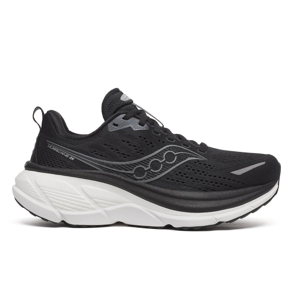 Saucony Hurricane 25 |Black/White | Women's Cushioned Stability Running and Walking Shoe